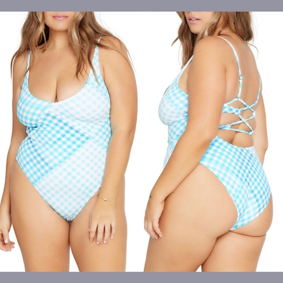 NWT L Space [‎ 6 ] Picnic Plaid Gianna Classic One Piece Swimsuit - Picture 3 of 12